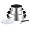 Tefal Ingenio Preference ON L9749702 - Set di pentole impilabili, con manico rimovibile, salvaspazio, antiaderenti, a induzione, in acciaio inox, 7 pezzi