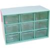 Craftelier - Organizer con 9 cassetti per l'organizzazione di materiali per scrapbooking e artigianato | Colore turchese e trasparente - Dimensioni organizer 18 x 9,8 x 11,8 cm e cassetto 5 x 3 x 8 cm