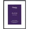 Hampton Frames Madrid M138B46 cornice portafoto 10x15 cm nero opaco con passepartout smussato, profilo sottile, montaggio a parete o da tavolo, design classico