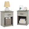Furinno Tidur Comodino con Maniglia con Un Cassetto, Legno ingegnerizzato, Rovere Francese Grigio, Set di 2