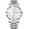 RORIOS Orologio Elegante Quarzo da Uomo Orologio da Polso Diamante Impermeabile Orologio Classico Acciaio Inossidabile Orologio Multifunzione Lavoro bianco