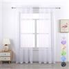 GYROHOME Tenda di base in voile trasparente, con tasca per canna, filtrante per la luce del sole, trasparente, per soggiorno, camera da letto, patio, set di 2 pannelli, bianco, 100 x 200 cm