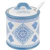 Baroni Home Zuccheriera Decorata in Ceramica con Coperchio e Cucchiaio Incluso, Accessorio da Cucina Colorato Resistente, Linea Maioliche Blu, 8x8x10 cm