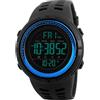 findtime Orologio digitale da uomo, militare, multifunzione, digitale, con allarme Dual Time, Coutdown luminoso, orologio sportivo da uomo, numeri grandi, orologio digitale da uomo, 50 m, impermeabile, Blu,