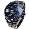 FENKOO Orologio Da Uomo Al Quarzo, Orologio Sportivo Con Doppio Fuso Orario, Calendario Con Cinturino In Acciaio Inossidabile, Orologio Da Polso
