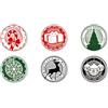 Excelsa Christmas Stamp Set 6 Sottobicchieri, Ceramica e Sughero, Diametro 10.5 cm