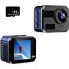 BuNiq telecamera Videocamera d'azione Ultra HD con telecomando Mini fotocamera Impermeabile for bici Casco da moto Videocamera sportiva compatibile for auto Bicycl (Color : Camera Add 64G)