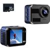 BuNiq telecamera Videocamera d'azione Ultra HD con telecomando Mini fotocamera Impermeabile for bici Casco da moto Videocamera sportiva compatibile for auto Bicycl (Color : Camera Add 32G)