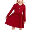 Sunny Fashion Vestito Bambina Rosso Natale Banda Perla Annata Festa Vacanza Manica Lunga 10 Anni
