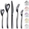 Berglander Black Silverware Set 30 Pezzi, Robusto Acciaio Inossidabile Con Placcatura In Titanio Nero Set Posate Antiruggine, Forchette E Cucchiai Lavabili In Lavastoviglie