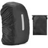 MEMOFYND 1 borsa posteriore riflettente con 1 borsa portaoggetti con coulisse, impermeabile, zaino impermeabile, per escursioni, trekking, copertura riflettente, parapioggia zaino (nero)