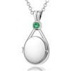 VICKWOOD H2O Improvvisamente sirena con medaglione placcato in platino con 5A zirconi h2o Amuleto personalizzato per immagini Regalo per donne per compleanno (5A Silber_Grün)