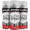 JENOLITE Vernice spray glitterata | ROSSO | 3 x 400ml | Vernice spray glitterata multisuperficie | Ideale per progetti artistici: perfetto per cornici, specchi, ornamenti e artigianato