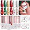 Saviland Kit di smalti gel per unghie, 6 colori glitterati, bianco, rosso, verde, argento, oro, smalto per unghie, adesivi, pennello, pennello, kit per la casa, fai da te, saloni, regalo di Natale per