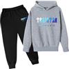 JERFER Trapstar Tuta Trapstar Bambini Tuta Trapstar Ragazzi Ragazze 2 Pezzi Abbigliamento Set Jogger Tuta Felpa con Cappuccio e Pantaloni Tute Bambino 01-blu 140