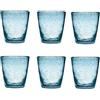Livellara MILANO Livellara Bicchieri Acqua Vetro Soffiato, Set da 6, Bicchieri in Vetro Colorati, Moderni, Particolari, Capacità 450 ml, Resistenti al Calore, per Acqua, Cocktail, Succhi di frutta. Colore: Avio