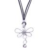 NILUXE DESIGN-Ciondolo donna Libellula argento tibetano - Collana catena argento donna grande libellula ciondolo spirale argento bohémien - Altezza regolabile(Catena lunga) (Nastro scamosciato)