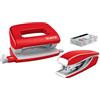Leitz WOW Set con Mini Cucitrice e Perforatore con Capacità di 10 fogli, Include 1000 punti P2 N°10, Rosso Metallizzato, 55612026