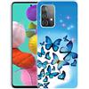 WQCSH Compatibile con Samsung Galaxy A33 5G Custodia Ultra Sottile Anti Antiurto TPU Silicone Verniciato Pattern Scratch Resistant Cover+1PCS Screen Protector-Blue Butterfly