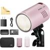 GODOX Pink AD100Pro - Kit di luci stroboscopiche tascabili per studio fotografico, 100 W, testa rotonda, TTL HSS, leggero, portatile, compatto, flash da modellazione + diffusore a cupola