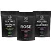 AROMATIKA trust the power of nature Set Sale per Pediluvio Lavanda e Melissa - Menta Piperita e Tè - Rosa 3x1000g - Pediluvio al Sale Marino Naturale - Unghie - Pedicure - Sali Profumati da Bagno