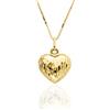 forme di Lucchetta Lucchetta - Collana con Ciondolo Cuore Oro Giallo 14 carati - Catenina fine 45cm - effetto Diamantato o Lucido