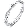 JewelryPalace Corda Anello Infinito Donna Argento con Creato Moissanite, Anelli Impilabili Donna 925 con Pietre a Taglio Rotondo, Fede Nuziale in Argento Anello Matrimonio Set Gioielli Donna 22