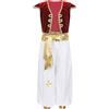 Freebily Aladino Principe Arabo Bambino Gilet Viola Harem Pantaloni Bimbo Vita Alta Sultano Carnevale Costume Halloween Travestimenti per Bambini Vestito Tradizionale Rosso 5-6 anni