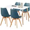 FURNITABLE Set di tavolo da pranzo - tavolo da cucina con set di 4 sedie per sala da pranzo scandinavo, blu navy, sedie - 110 x 70 x 75 cm
