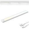 Brendz Armadio LED con Sensore di Movimento, 40 cm, 3 Temperature di Colore | Dimmerabile, Magnetica Ricaricabile, Luce Notturna, Lampada per Armadio, Argento