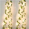 A.bigwhale Ghirlanda di edera artificiale lucina 2m, foglie verdi con 20 LED, decorazione vegetale per nozze