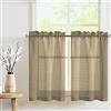TOPICK Tende a pannello, marrone trasparente, stile rustico, da bistrò, con motivo a croce, semi sheer, per cucina, soggiorno, casa di campagna, set da 2 pezzi, 60 cm, tortora