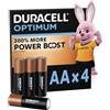 DURACELL Optimum AA Batterie (Confezione da 4) - Batterie Alcaline da 1,5 V - 200% Più Attivi Power Boost - Soddisfano le Esigenze dei Dispositivi Moderni - 100% Riciclabili - MX1500