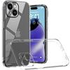 Captor Cover iPhone 15, Custodia Trasparente in Silicone Morbido e Sottile, Antiurto, Anti-Graffio, Protezione Fotocamera, Anti-Ingiallimento, Flessibile e Resistente per iPhone 15 Cover