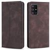 OKZone Cover per Samsung Galaxy A71 4G, Custodia Flip Pelle Portafoglio Magnetica Libro [Slot Schede], Silicone TPU Bumper Wallet Supporto Cover, Antiurto [Kickstand] (Marrone)