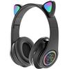 CUFFIE CON ORECCHIE DI GATTO WIRELESS LUCE LED BLUETOOTH GAMING MICROFONO SD