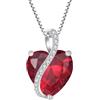 YL Collana Cuore in argento 925 con ciondolo rubino in pietra di nascita di luglio per donna