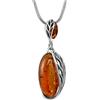 Copal Collana Con Ambra E Ciondolo A Foglia In Argento 925 Lunghezza Regolabile Ecosostenibile