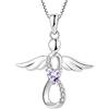 FJ Collana Angelo Custode Donna Argento 925 Collana con Ciondolo Infinito Collana Giugno Pietra Portafortuna Alessandrite Gioielli Regalo per Donna