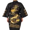 HIFFEY Abito da uomo in raso di seta cinese ricamo Kimono abito da bagno drago taglia accappatoio da uomo spa vestaglia camicia da notte Kimono SML XL XXL XXXL (Color : Black, Size : XXL)
