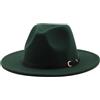 HEYANN Cappello classico Fedora a tesa larga con fibbia per cintura in feltro unisex cappello da trilby da uomo panama cappello jazz cappello per donna uomo, verde militare, M