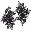 GORGECRAFT 2 Pz Fiore di Perle Ricamo Patch di Pizzo 3D Floreale Nero Floreale Ricamato Cucire su Appliques Tessuto di Pizzo Passamaneria per Copricapo Abbigliamento Accessori da Sposa Fornitura