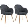 WOLTU Set di 2 Sedie Sala da Pranzo, Sedie Cucina, Poltroncina, Sedia Imbottita per Camera da letto Ufficio, Salotto, Seduta in Velluto a Coste, Gambe in Legno Massiccio, Grigio Scuro, EZS26dgr-2