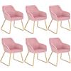 WOLTU set di 6 sedie sala da pranzo sedie cucina moderne poltroncina salotto Adatte per Sala da Pranzo, Soggiorno, Camera da Letto Estetica in Tessuto di velluto Metallo dorato Rosa BH246rs-6