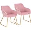 WOLTU set di 2 sedie sala da pranzo sedie cucina moderne poltroncina salotto Adatte per Sala Pranzo, Soggiorno, Camera da Letto Estetica in Tessuto di velluto Metallo dorato Rosa BH246rs-2