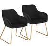 WOLTU set di 2 sedie sala da pranzo sedie cucina moderne poltroncina salotto Adatte per Sala da Pranzo, Soggiorno, Camera da Letto Estetica in Tessuto di velluto Metallo dorato Nero BH246sz-2