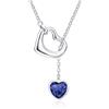 Qings Collana Cuore Donna Argento 925 Zaffiro Collana Ciondolo a Cuore Pietra Portafortuna Settembre Birthstone con Zirconia Brillante Natale Compleanno Gioielli Regalo per Ragazze Madre Figlia