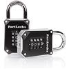 FortLocks Lucchetto Armadietto | Lucchetti con Combinazione a 4 Cifre per Palestra, Scuola, Lavoro, Scatole di Stoccaggio, Garage, Capanno, Cancelli e Altro | Confezione da 2, Argento