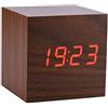 Zerone Sveglia Digitale a LED, Orologio in Legno per Camera da Letto Moderno Orologio Cubo in Legno a 3 Livelli di Luminosità con Visualizzazione Della Temperatura e Controllo Vocale(marrone)