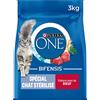 Purina One - Crocchette Speciali per Gatti Adulti sterilizzati, Manzo e grano, Confezione da 4x3Kg (12Kg)
